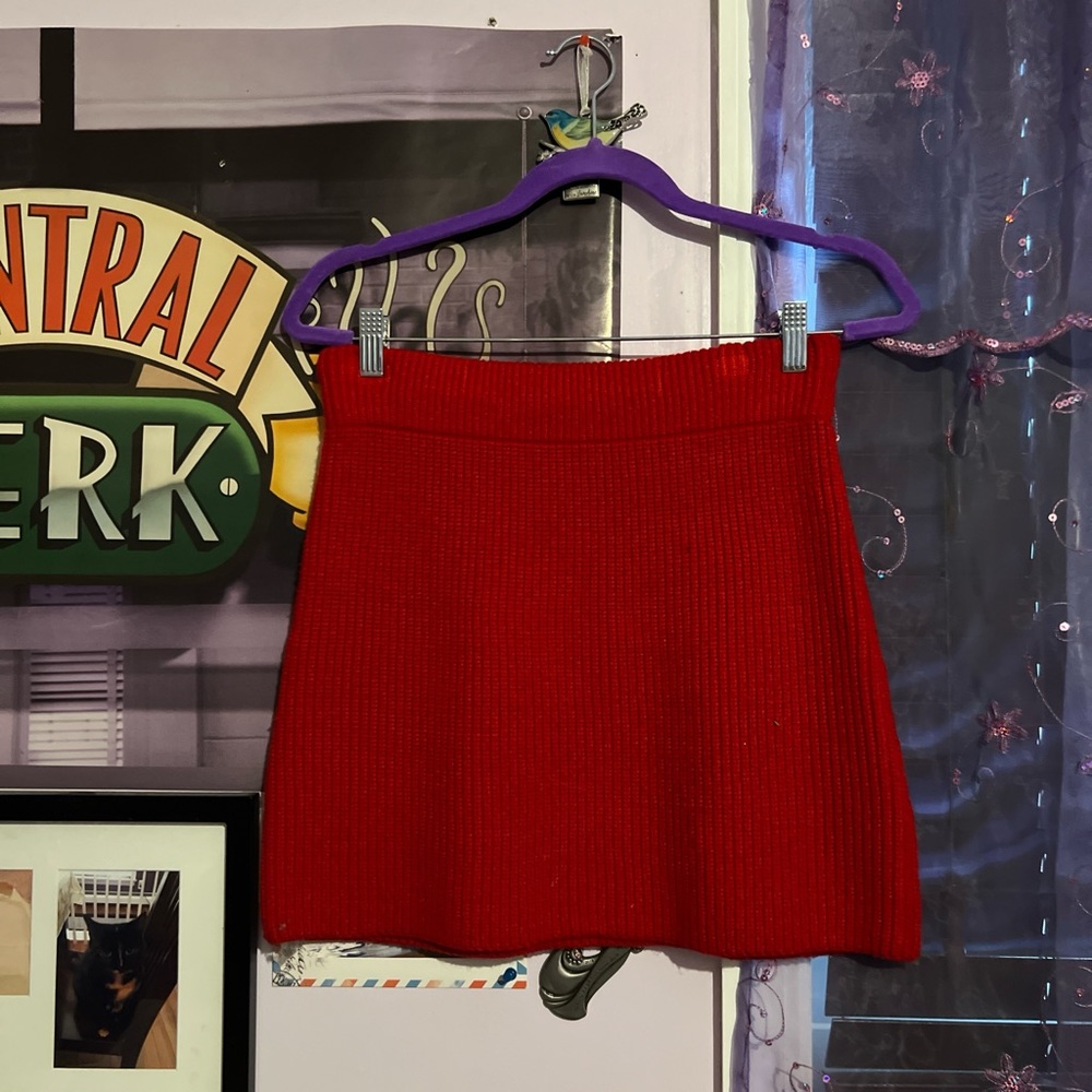 zara red skirt
